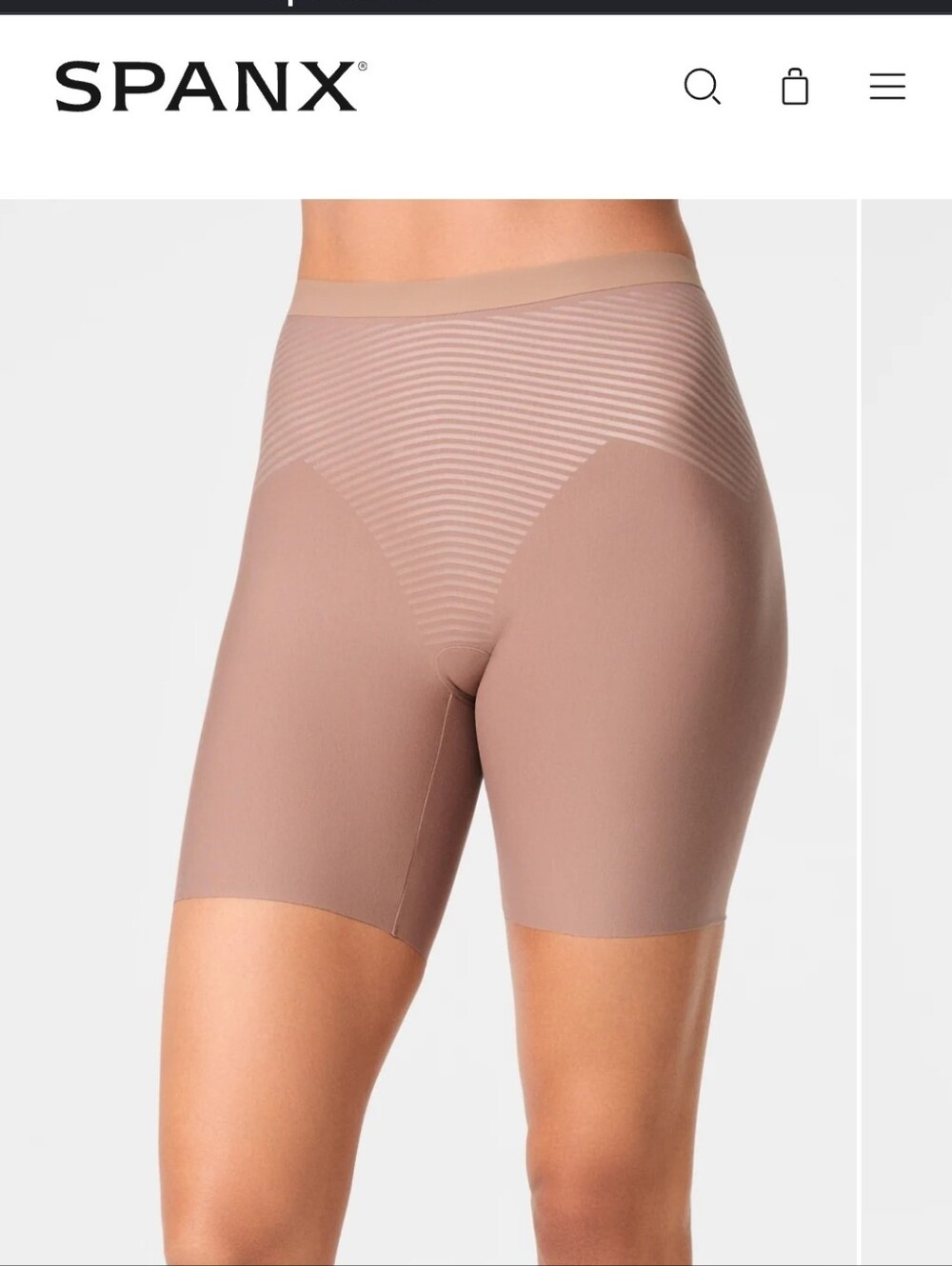 SPANX Booty Lifting Mid Thigh Short Linen Color